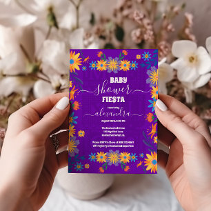 Chic Mexican Floral Señorita Baby Shower Girl Invitation