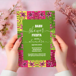 Chic Mexican Floral Señorita Baby Shower Girl Invitation