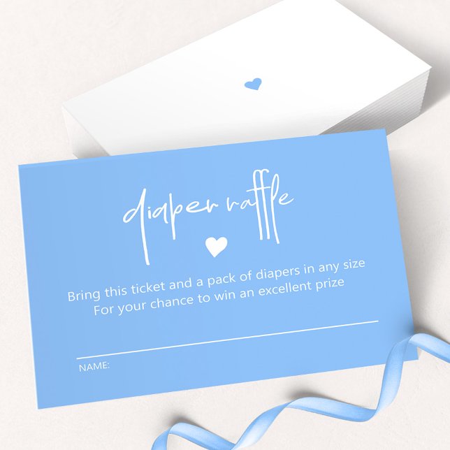 Chic Mid Blue Baby Boy Shower Diaper Raffle Card (Creator Uploaded)