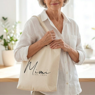 Chic Mimi EST Year Everyday Minimal Script Tote Bag