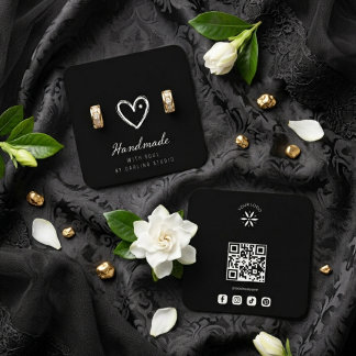 Chic Minimal Black Handmade Jewellery Display TMF2 Square Business Card