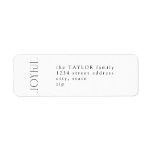 Chic Minimal Black Joyful Christmas Return Address Label