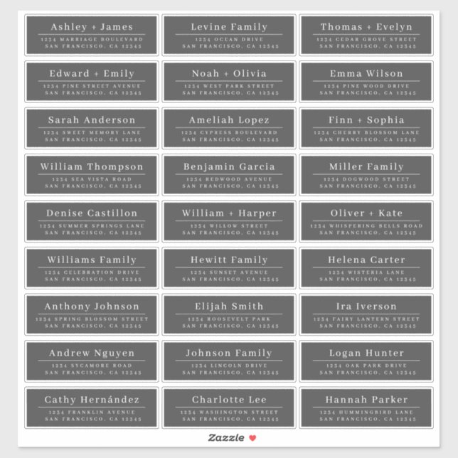Chic Minimal Black Wedding Guest Address Labels (Sheet)