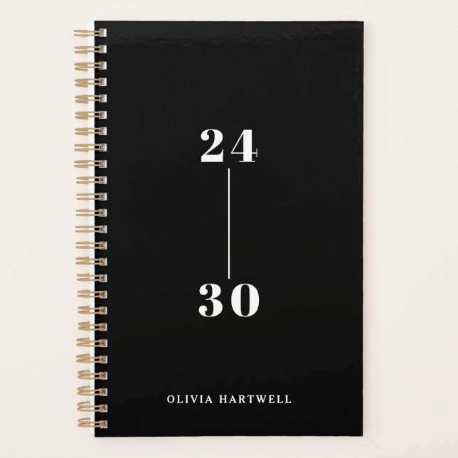 Chic Minimal Black White Typography Weekly Monthly Planner (Front)