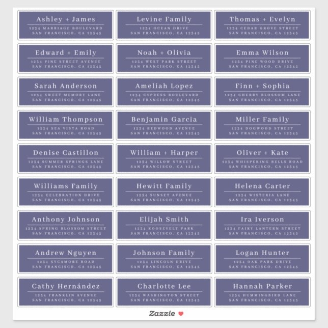 Chic Minimal Blue Wedding Guest Address Labels (Sheet)