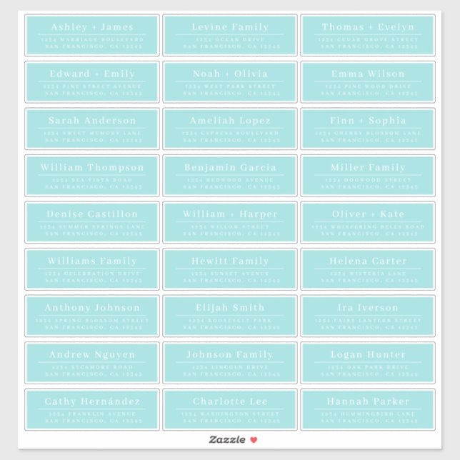 Chic Minimal Blue Wedding Guest Address Labels (Sheet)