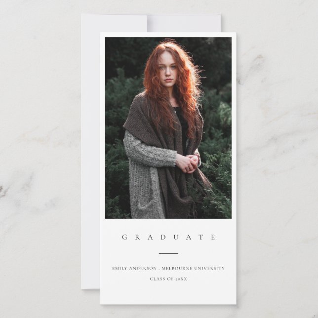 CHIC MINIMAL CLEAN PHOTO GRADUATION ANNOUNCEMENT (Front)