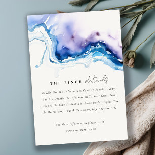 Chic Minimal Coastal Sea Beach Wedding Details Enclosure Card
