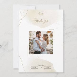 Chic Minimal Custom photo Thank You Wedding  Card