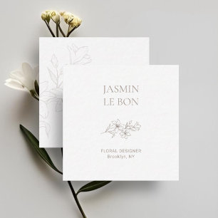 Chic Minimal Floral Square Business Card