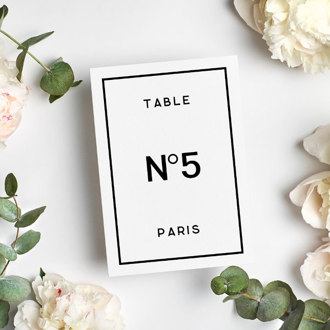 Chic Minimal French Black & White Wedding Table Number (Creator Uploaded)