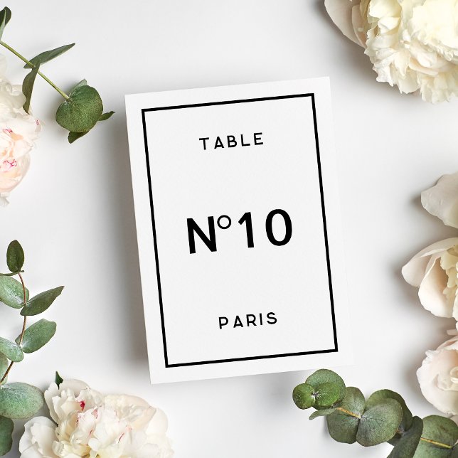 Chic Minimal French Monochrome Wedding Table Number (Creator Uploaded)