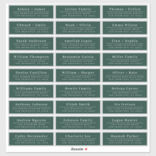 Chic Minimal Green Wedding Guest Address Labels