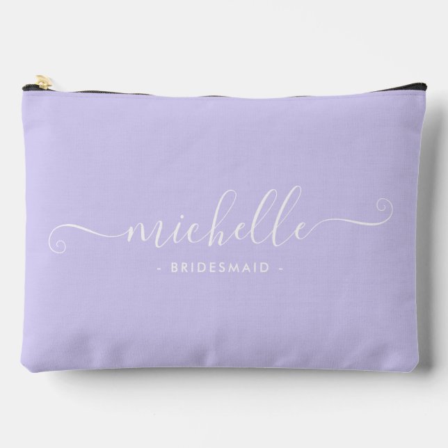 Chic Minimal Iris Purple Personalised Bridesmaid Accessory Pouch (Front)