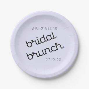 Chic Minimal Lavender Mod Script Brunch Welcome F Paper Plate
