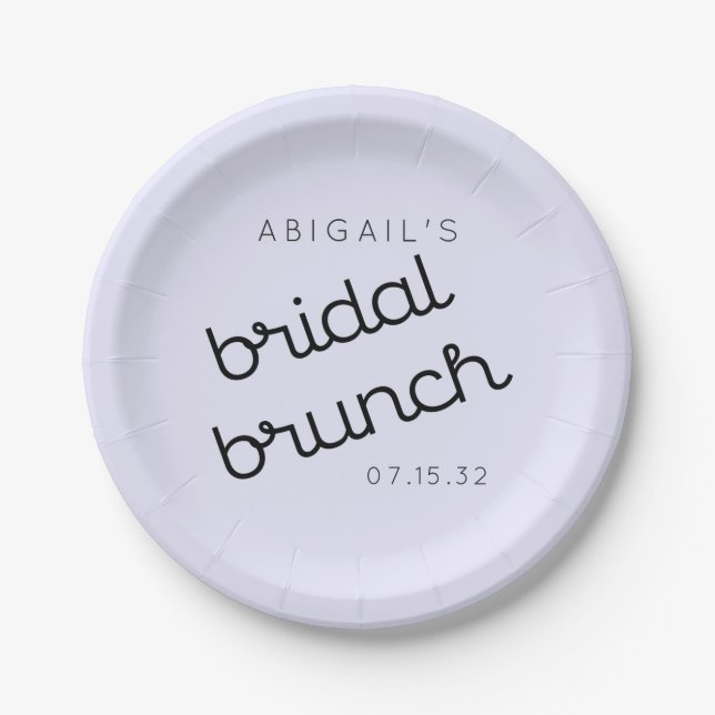 Chic Minimal Lavender Mod Script Brunch Welcome  F Paper Plate (Front)