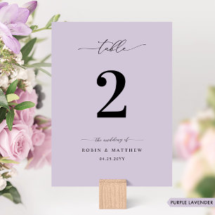 Chic, Minimal Lavender Purple Wedding Table Number