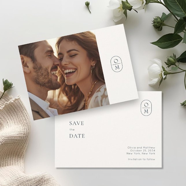  Chic Minimal Modern Photo Monogram Wedding  Save The Date (Creator Uploaded)
