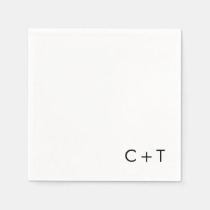 Chic Minimal Modern Plus Sign Monogram Wedding Napkin