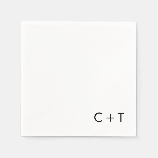 Chic Minimal Modern Plus Sign Monogram Wedding Napkin (Front)