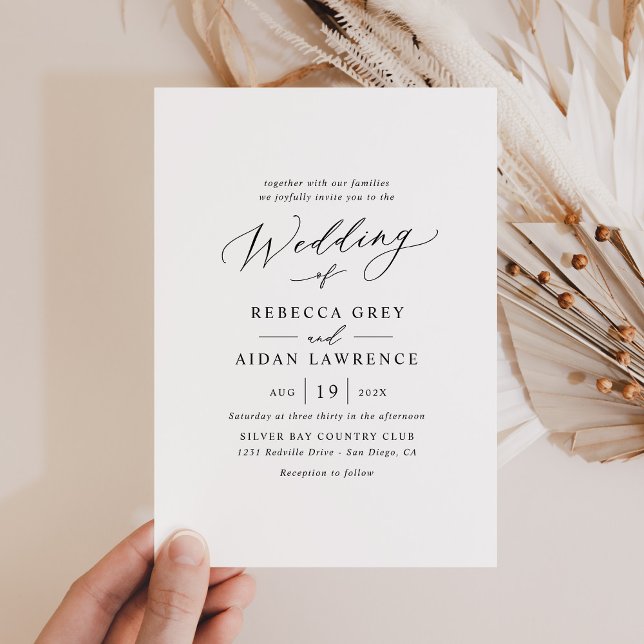 Chic Minimal Modern Script Wedding Invitation (Creator Uploaded)