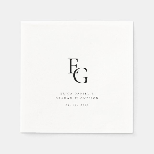 Chic Minimal Monogram Wedding Napkin (Front)