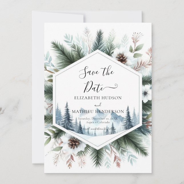 Chic Minimal Mountain Wedding Save The Date (Front)