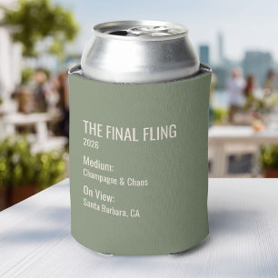 Chic Minimal Museum Label Bachelorette Party Favou Can Cooler