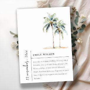 Chic Minimal Palm Trees Tropical Bridal Shower Invitation