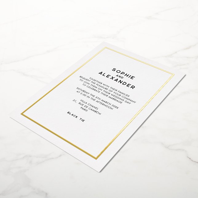 Chic Minimal Parisian French Gold Border Wedding (Rotated)