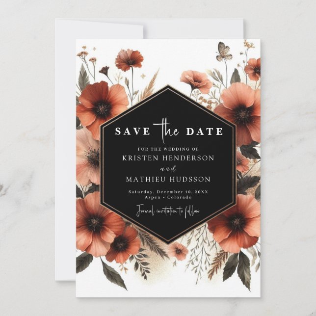  Chic Minimal Terracotta Wedding Save The Date (Front)