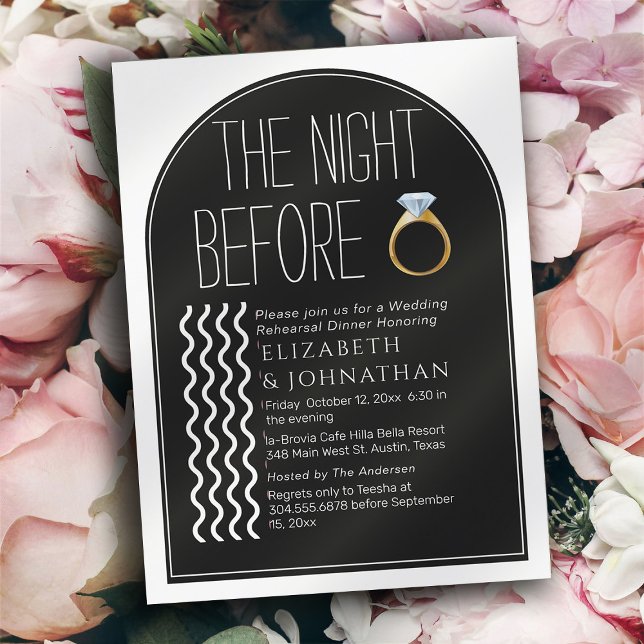 Chic Minimal Text Script The Night Before Invitation (Creator Uploaded)