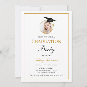 Chic Minimal Two Photo Graduation Party Invitation