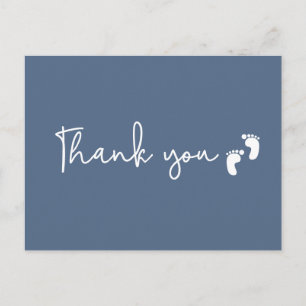 Chic Minimalist Baby shower thank you Dusty blue Postcard