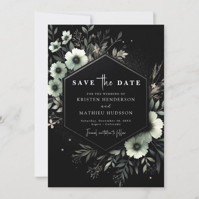 Chic Minimalist Botanical Sage Green Wedding Save The Date (Front)