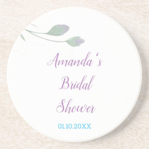 Chic Minimalist Bridal Shower Floral Coaster