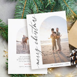 Chic Minimalist Calligraphy Arch Merry Christmas Holiday Card<br><div class="desc">Capture the magic of your moments with our Photo Christmas Card. Featuring a customisable right-side photo overlay and elegant "Merry Christmas" script,  this card adds a personal touch to your holiday greetings. The reverse side offers another photo opportunity and space for your heartfelt holiday message.</div>