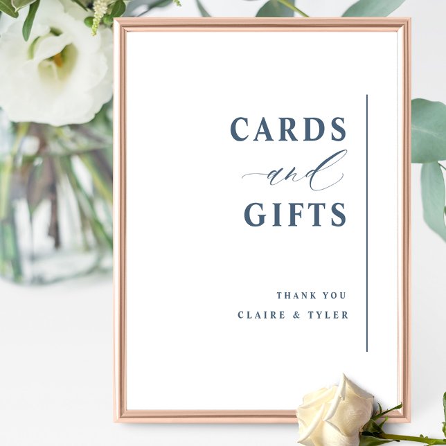 Chic Minimalist Cards and Gifts Blue Wedding Sign  (Creator Uploaded)