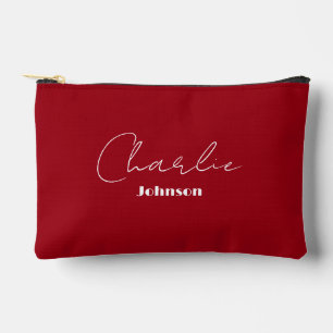 Chic, Minimalist Cherry Red Accessory Pouch