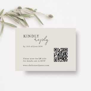 Chic Minimalist Dove Grey Wedding RSVP  Enclosure Card