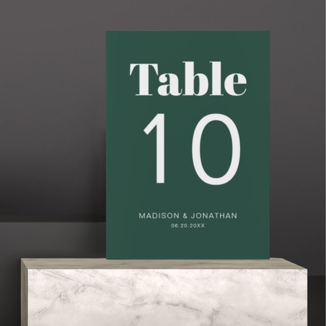 Chic Minimalist Emerald Green Wedding Table Number (Creator Uploaded)