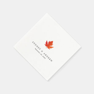 Chic Minimalist Fall Maple Leaf Wedding Napkin