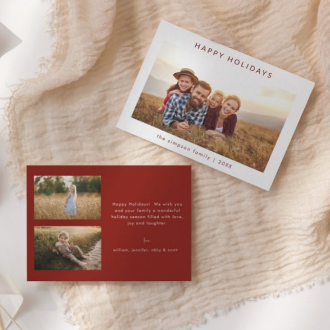 Chic Minimalist Family Photo Happy Holidays Card (Creator Uploaded)