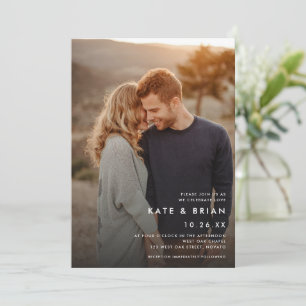 Chic Minimalist Full-Bleed Photo Wedding Invitation