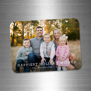 Chic Minimalist Full Frame Holiday Photo Magnet