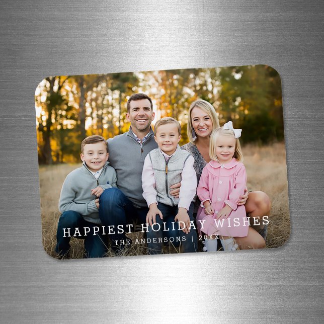 Chic Minimalist Full Frame Holiday Photo Magnet (Creator Uploaded)