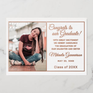Chic Minimalist Gold Foil Graduation Announcement