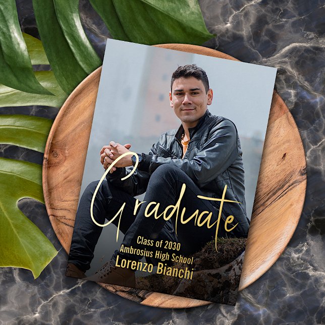 Chic Minimalist Gold Foil Graduation Announcement (Creator Uploaded)