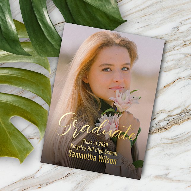 Chic Minimalist Gold Foil Graduation Announcement (Creator Uploaded)