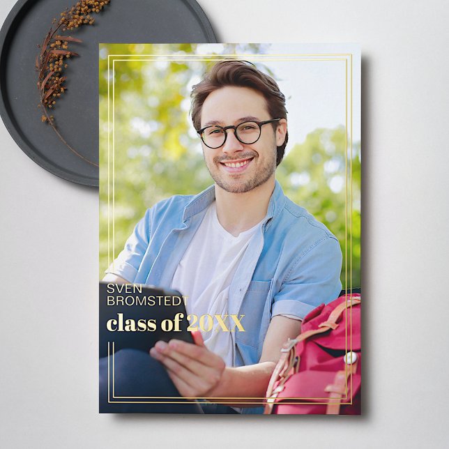 Chic Minimalist Gold Foil Graduation Announcement (Creator Uploaded)